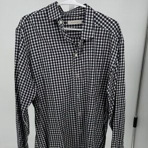 Ermenegildo Zegna Men's Navy and White Checkered Shirt